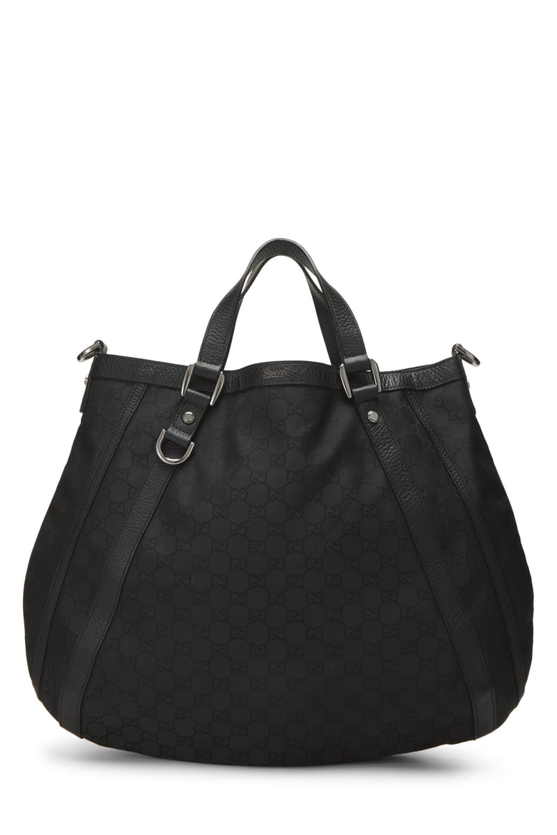 Gucci Black GG Nylon Abbey Convertible Hobo Large