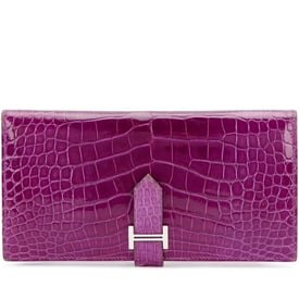 Hermes Violet Shiny Alligator Bearn Wallet Palladium Hardware, 2006