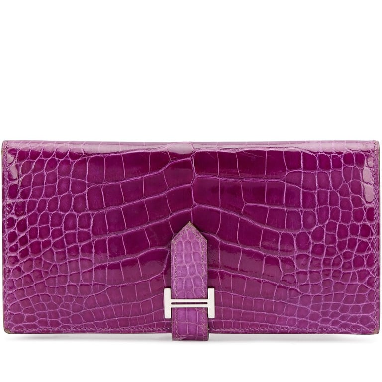 Hermes Violet Shiny Alligator Bearn Wallet Palladium Hardware, 2006