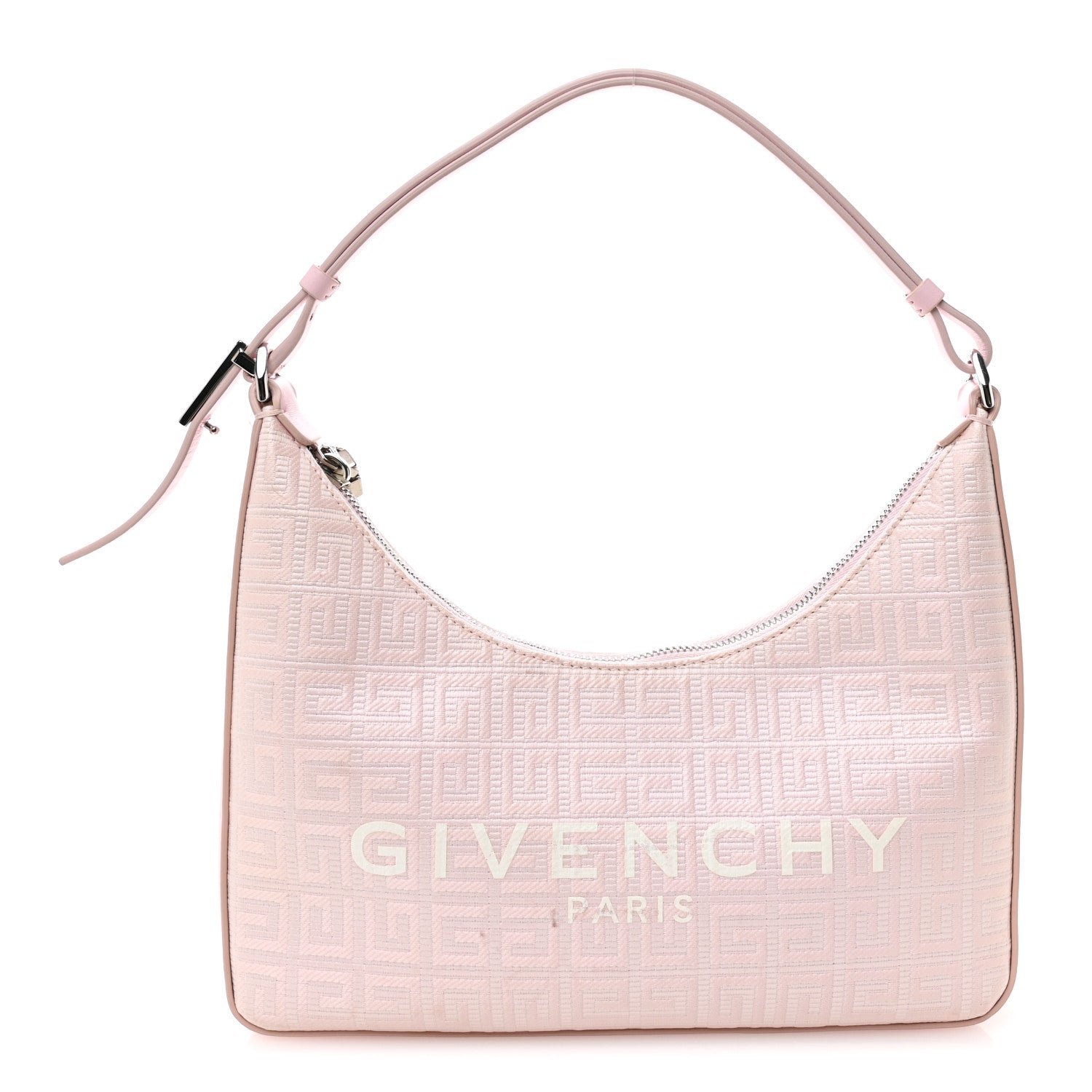Givenchy Givenchy Coated Canvas Logo 4G Embossed Small Moon Cut Out Shoulder Bag Blossom Pink