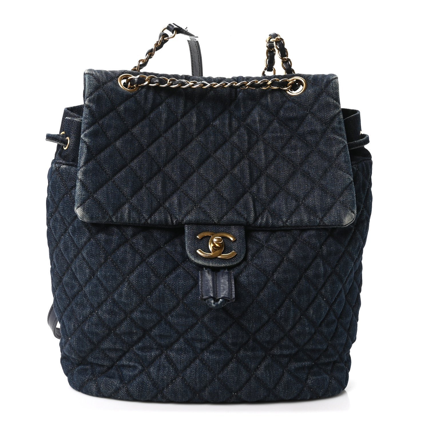 Chanel Washed Denim Quilted Large Urban Spirit Backpack Dark Blue