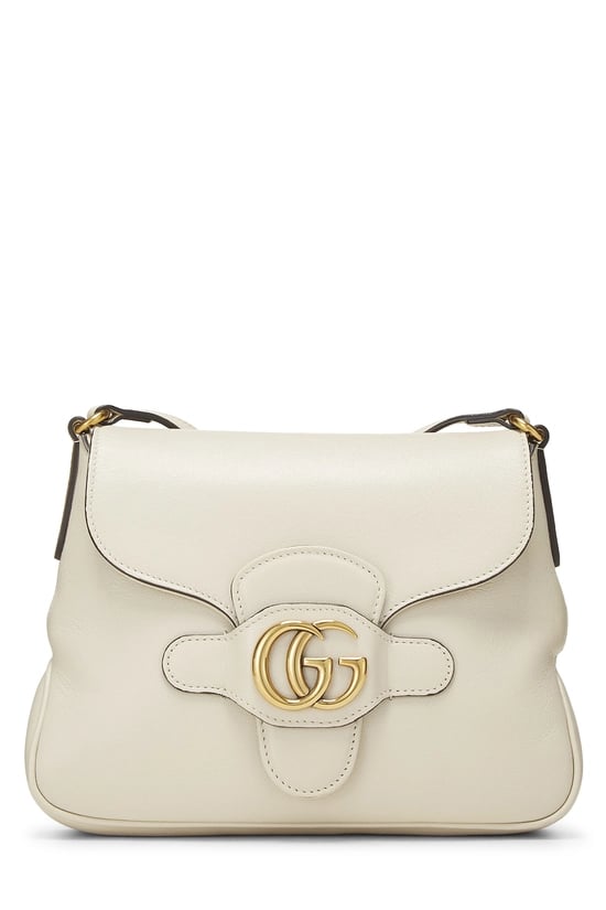 Cream Leather GG Marmont Messenger Bag Small