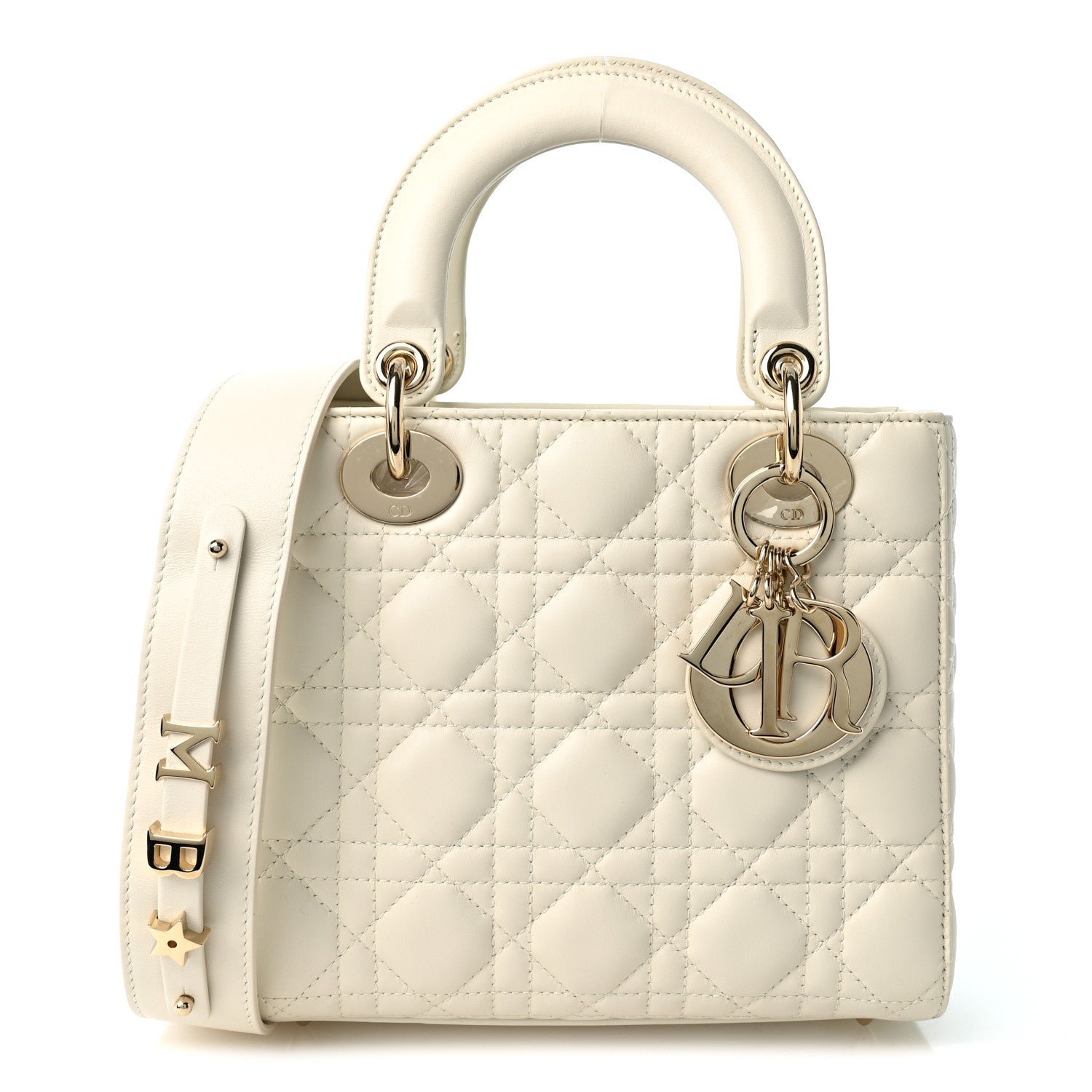 Christian Dior Lambskin Cannage Small My ABCDior Lady Dior White