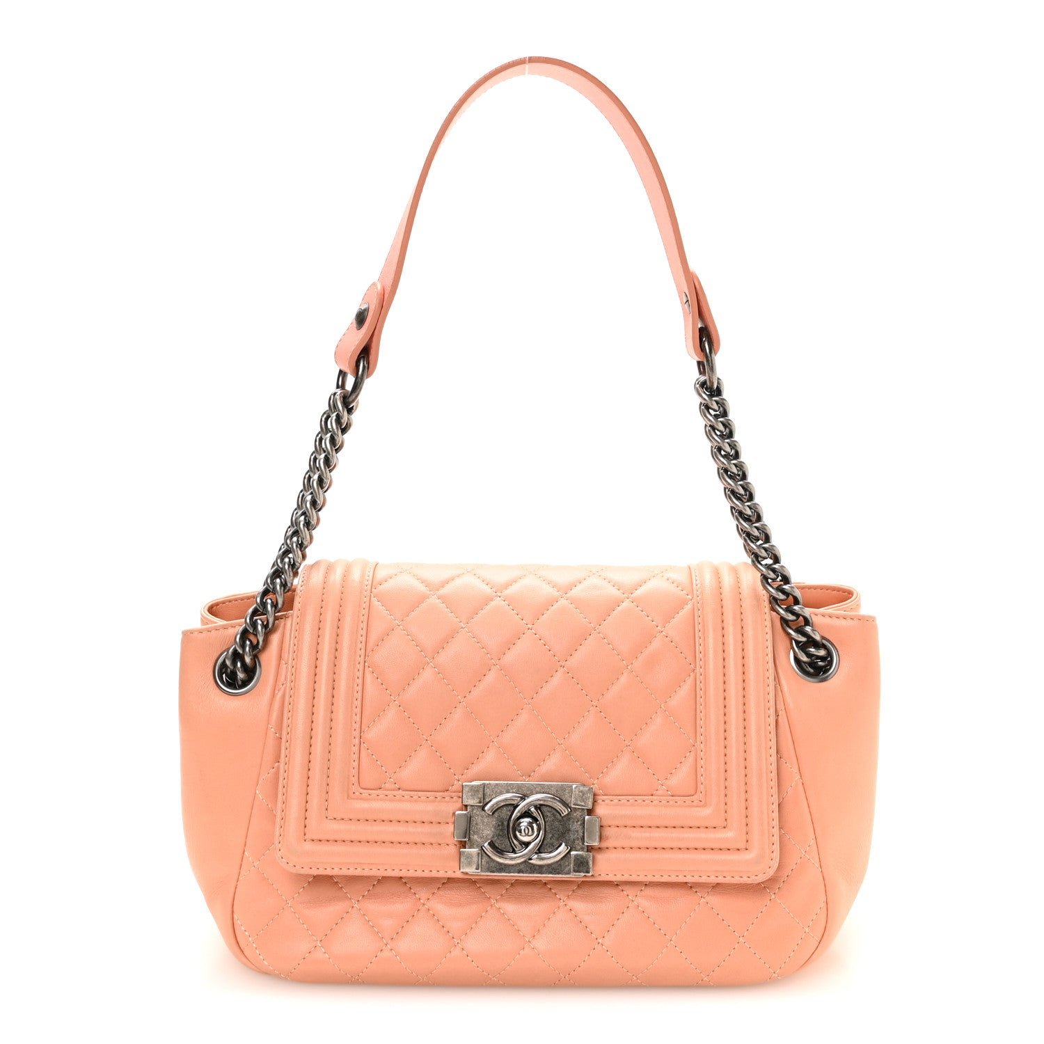 Chanel Lambskin Quilted Accordion Boy Flap Orange