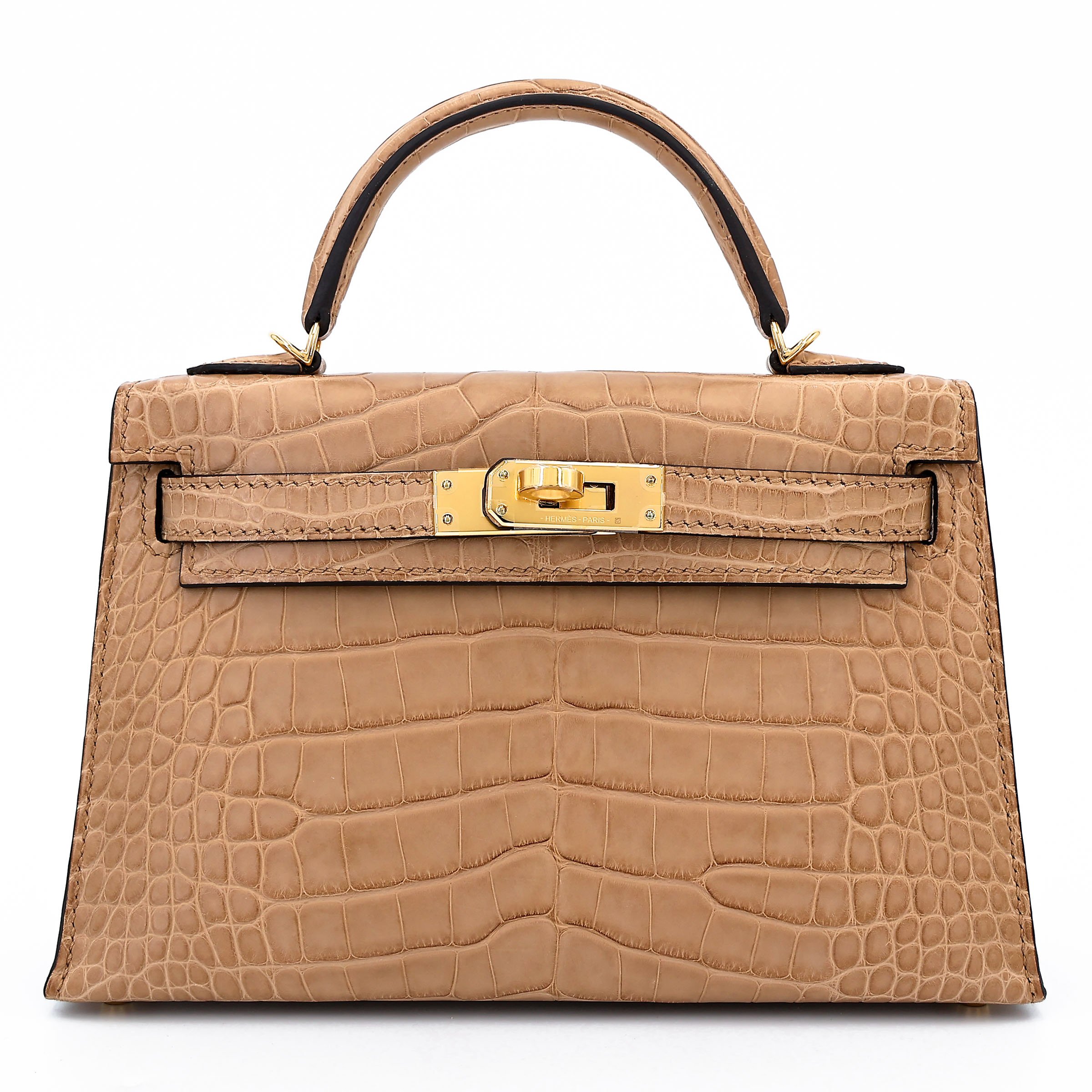 Hermes Brand New ( Rank N ) HERMÈS Mini Kelly II Chai (0M) Matte Alligator Gold hardware W (2024)