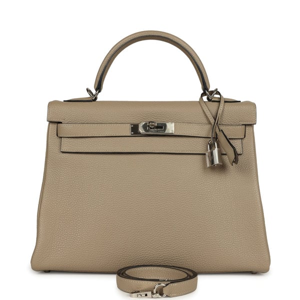 Hermes Pre-owned Hermes Kelly Retourne 32 Gris Tourterelle Togo Palladium Hardware