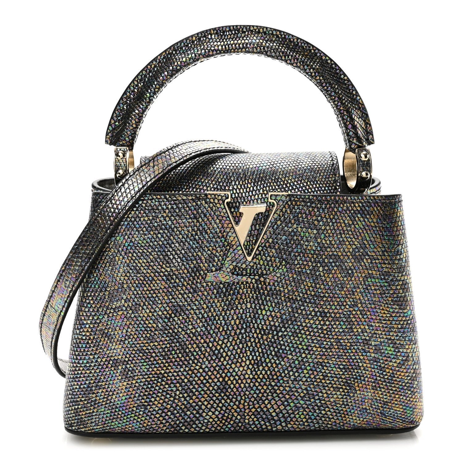 Louis Vuitton Lizard Capucines Mini Bleu Petrole