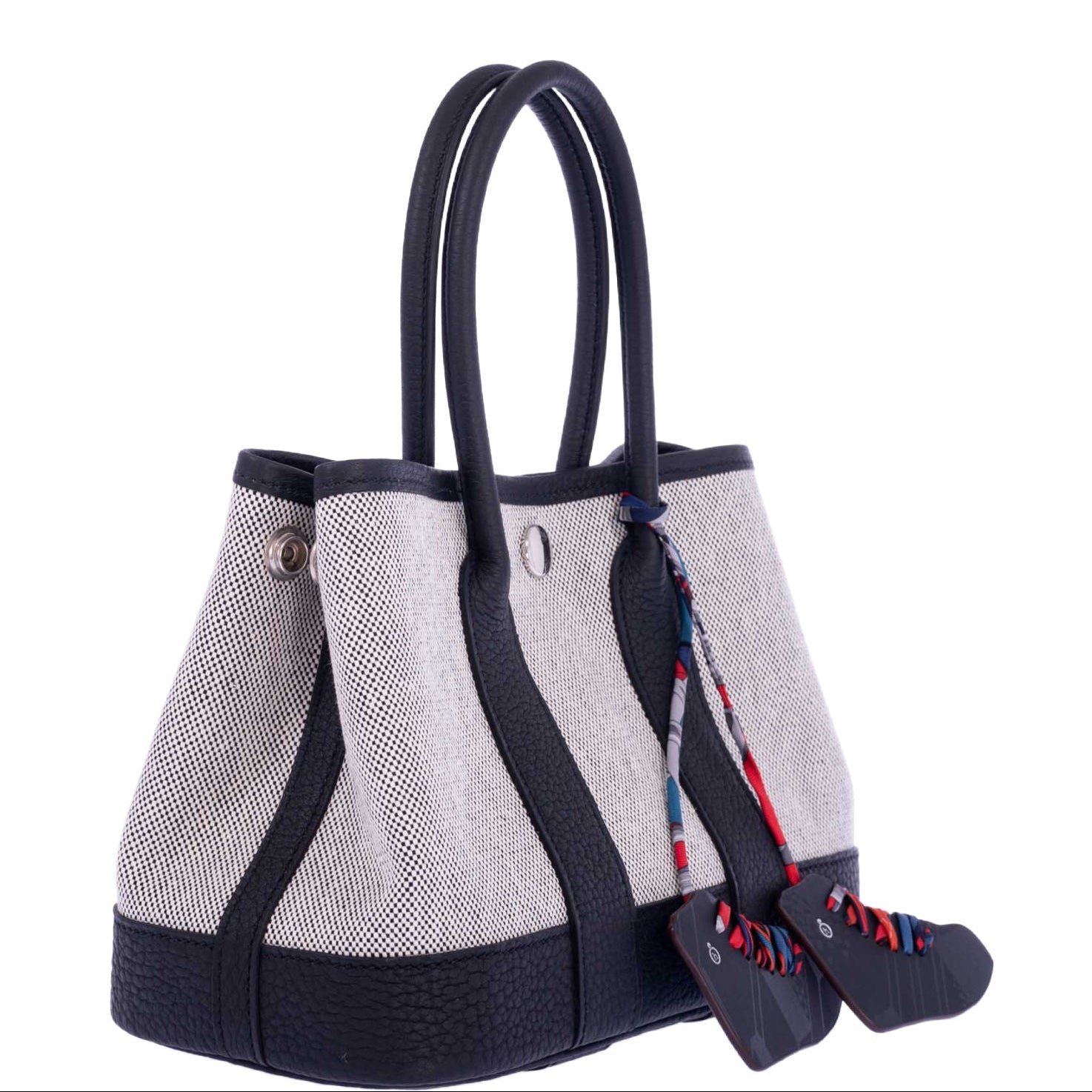 Hermes Hermès Garden Party Micro (TTPM) Toile H Viking & Ébène Veau Negonda Palladium Hardware