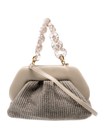 Themoire Leather Top Handle Bag