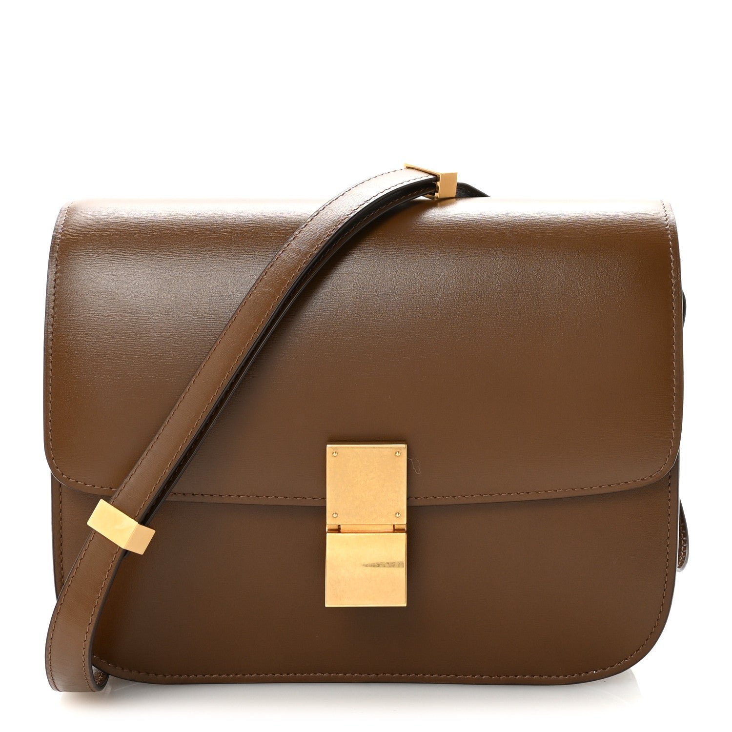 Celine Box Calfskin Medium Classic Box Flap Bag Camel
