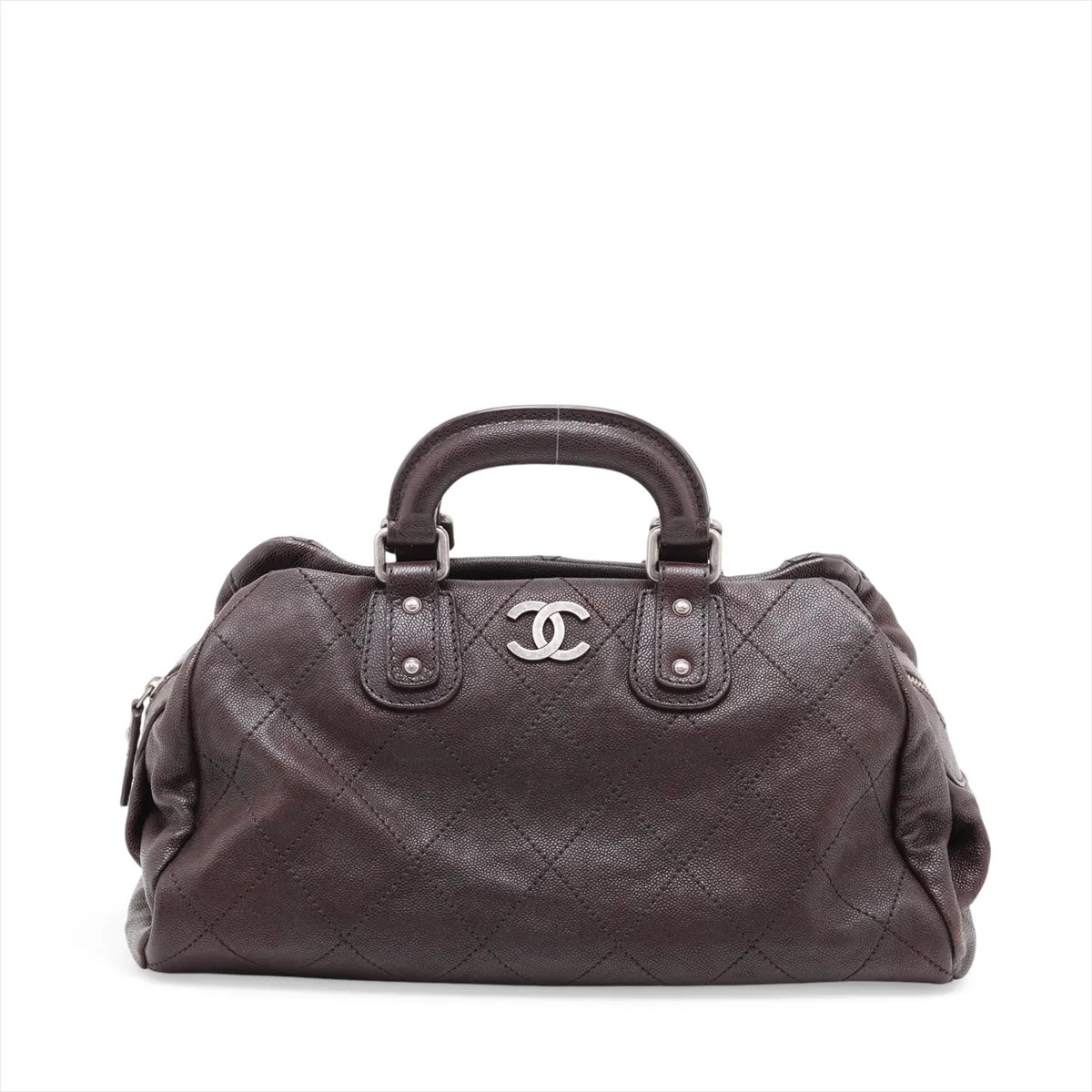 Chanel Wild Stitch Caviar Skin Hand bag Brown Gunmetal Fittings 10XXXXXX