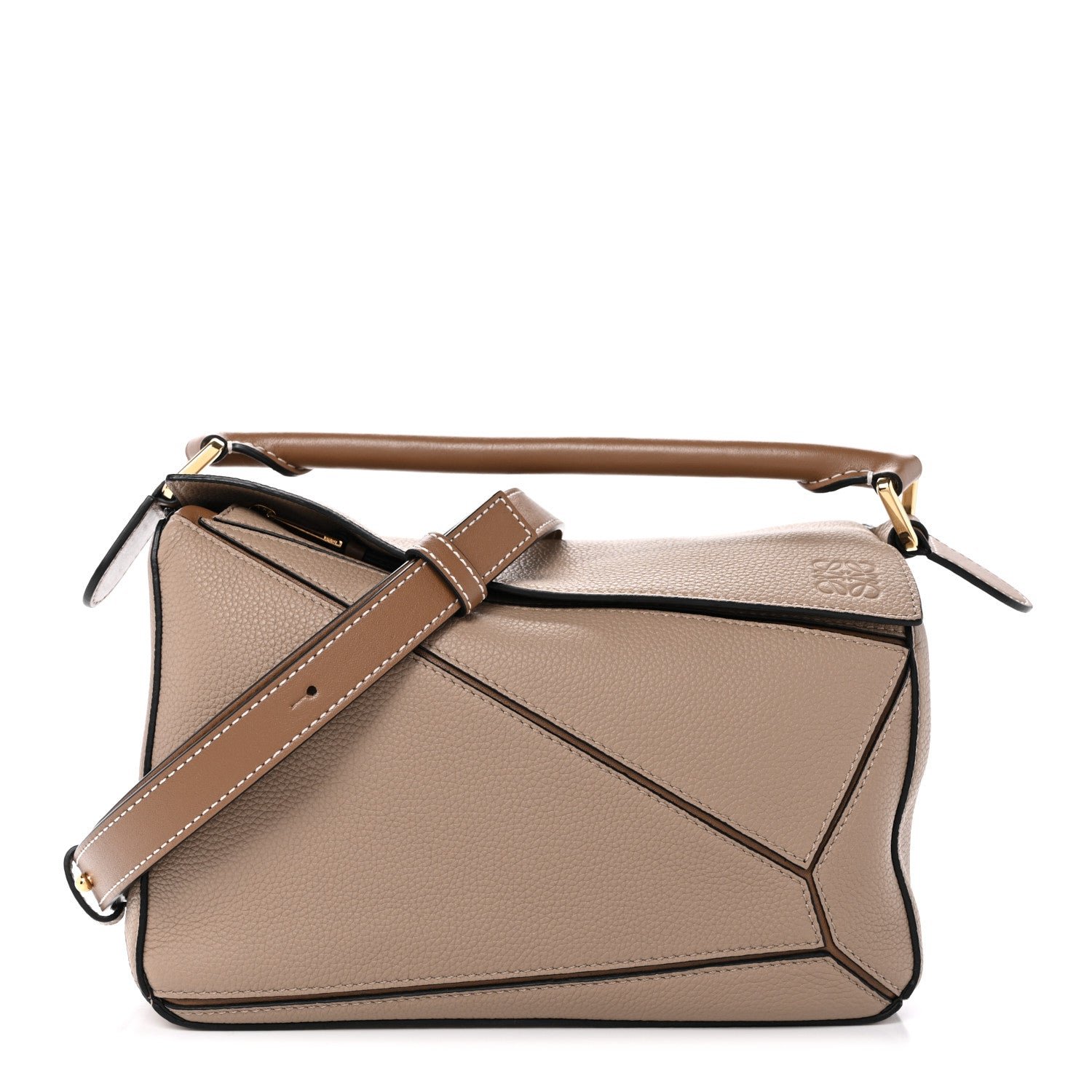 Loewe Grained Calfskin Small Puzzle Bag Sand Mink