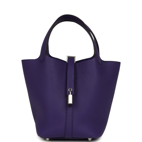 Hermes Picotin Lock 18 Purple Clemence Palladium Hardware