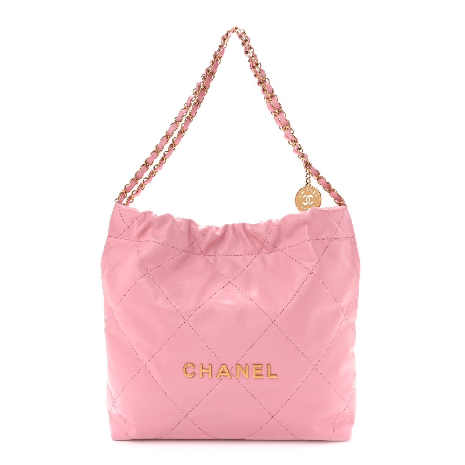 Chanel Shiny Calfskin Quilted Small Chanel 22 Dark Pink
