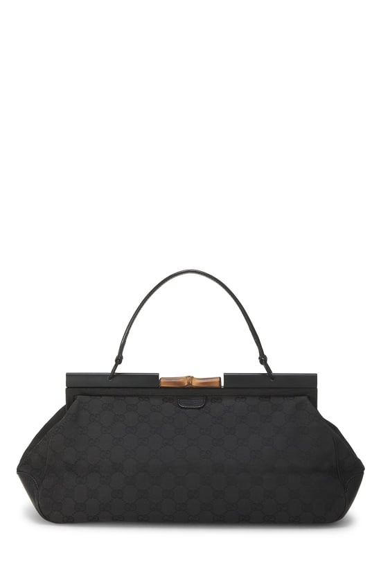 Black GG Canvas Bamboo Frame Handbag
