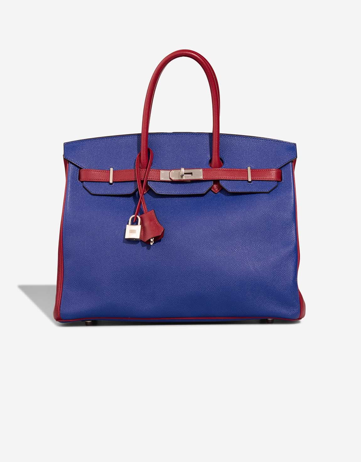Hermes 
		Birkin HSS 35 Epsom Bleu Électrique / Rouge H / Bordeaux    