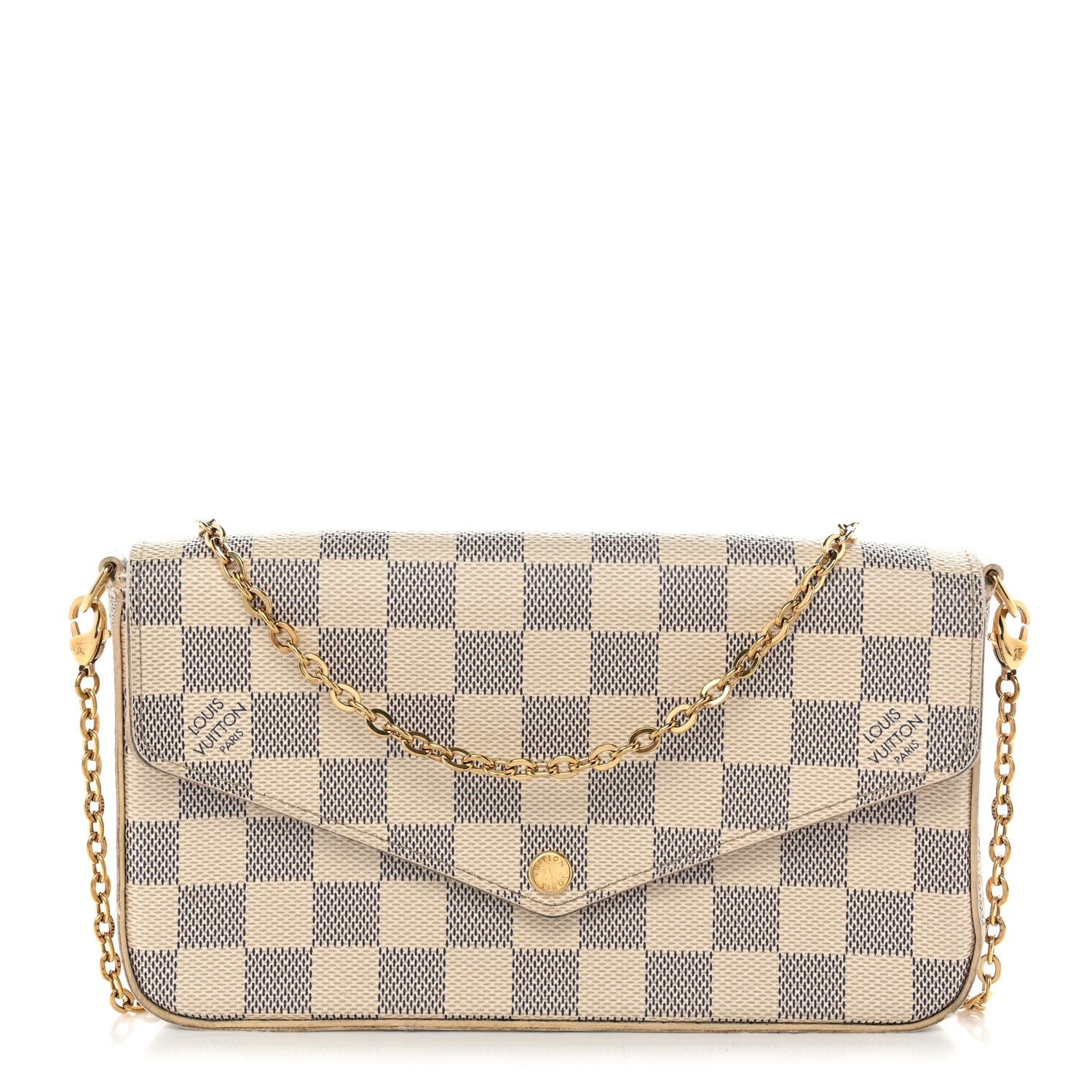 Louis Vuitton Damier Azur Pochette Felicie Chain Wallet Rose Ballerine