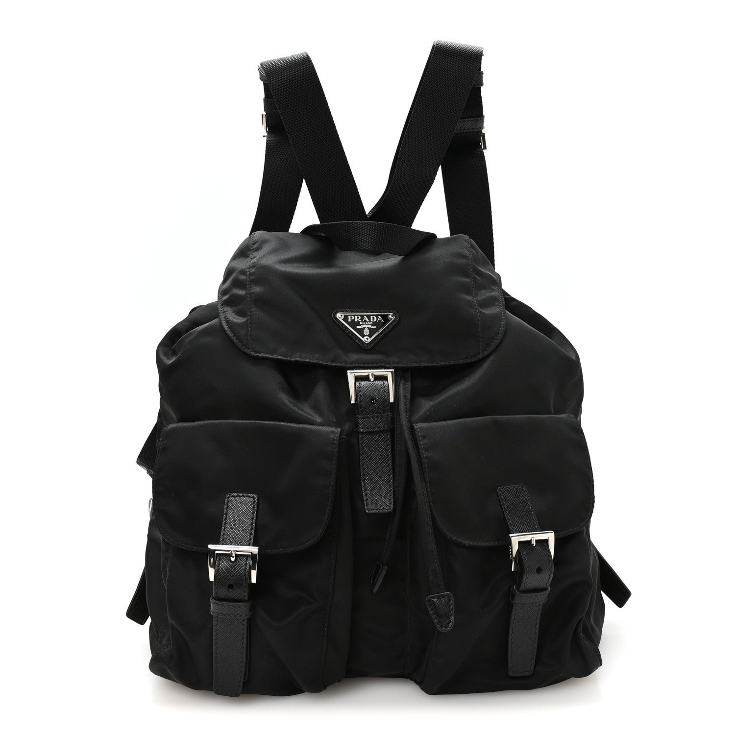 Prada Tessuto Nylon Saffiano Medium Backpack Black
