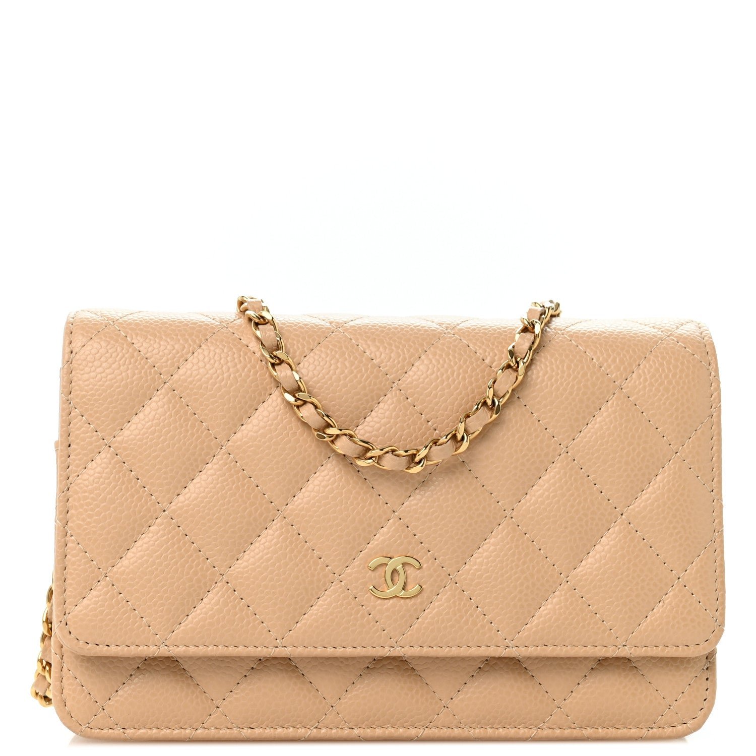 Chanel Caviar Quilted Wallet on Chain WOC Beige