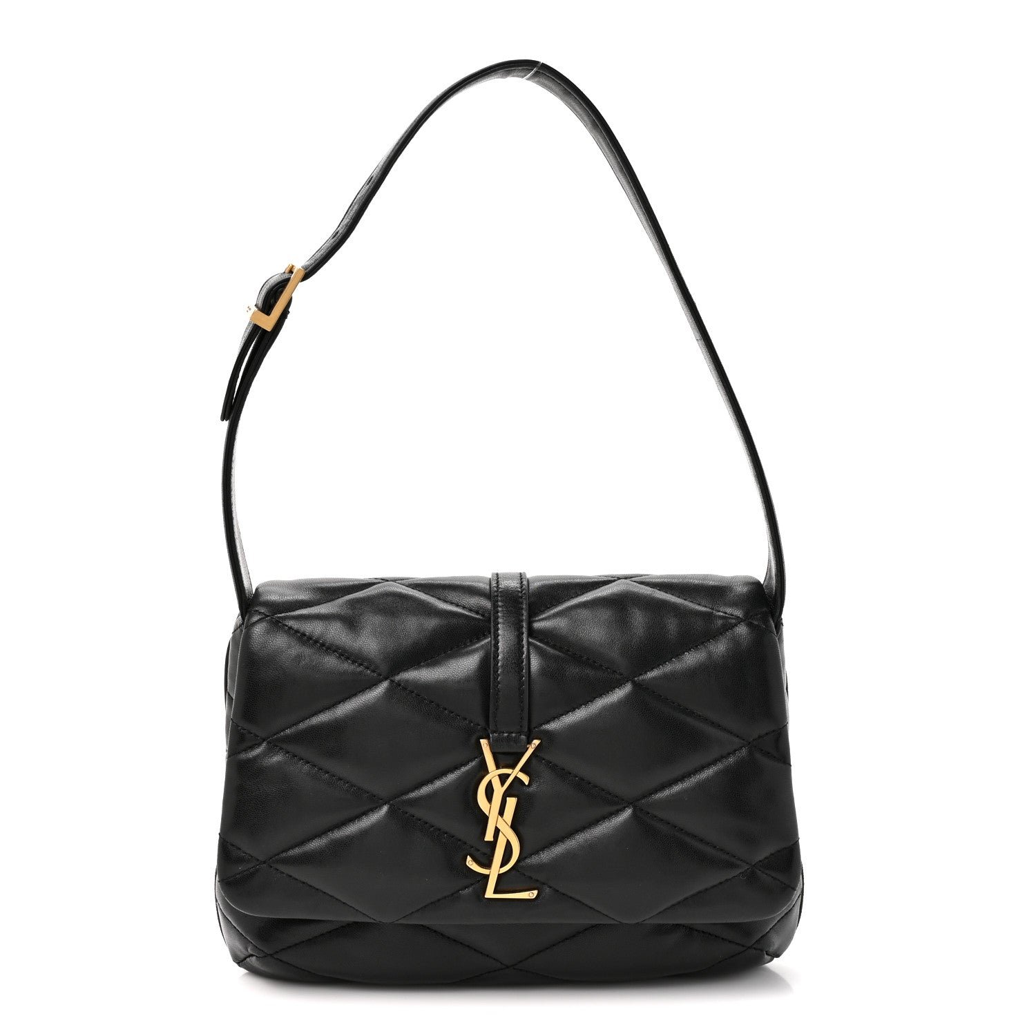 Saint Laurent Lambskin Quilted Le 57 Diamond Shoulder Bag Black