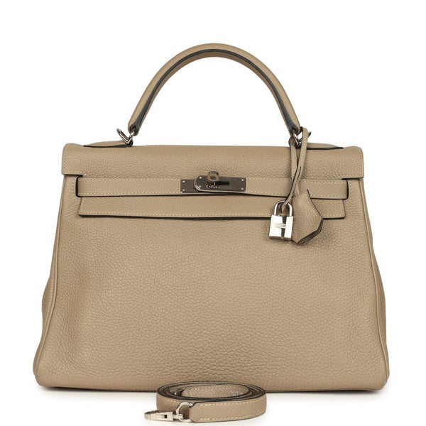 Hermes Pre-owned Hermes Kelly Retourne 32 Gris Tourterelle Togo Palladium Hardware
