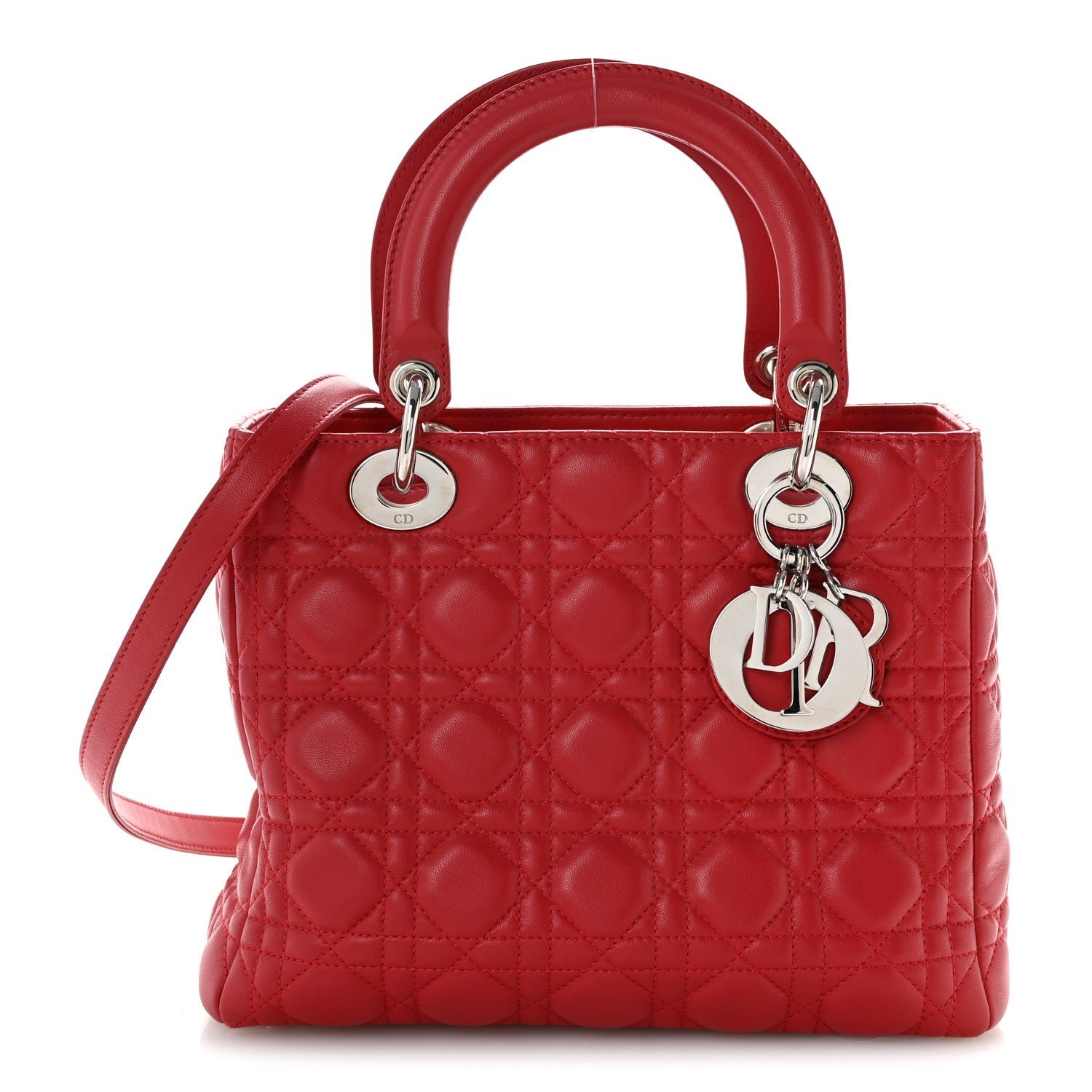 Dior Lambskin Cannage Medium Lady Dior Red