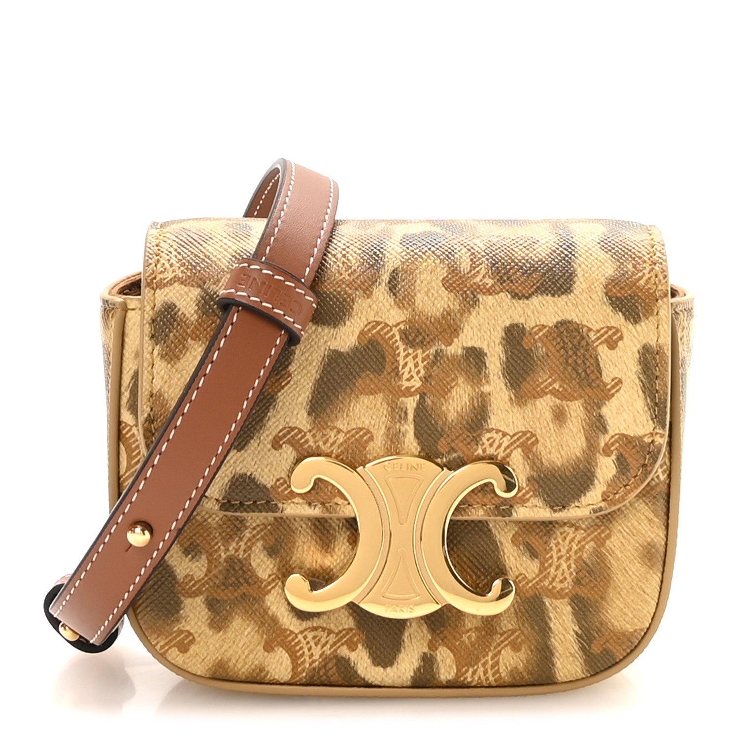 Celine Canvas Triomphe Mini Claude Leopard