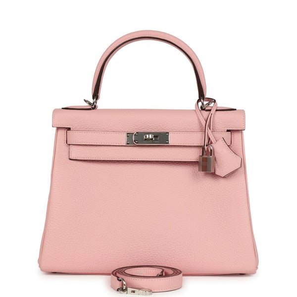 Hermes Hermes Kelly Retourne 28 Rose Sakura Clemence Palladium Hardware