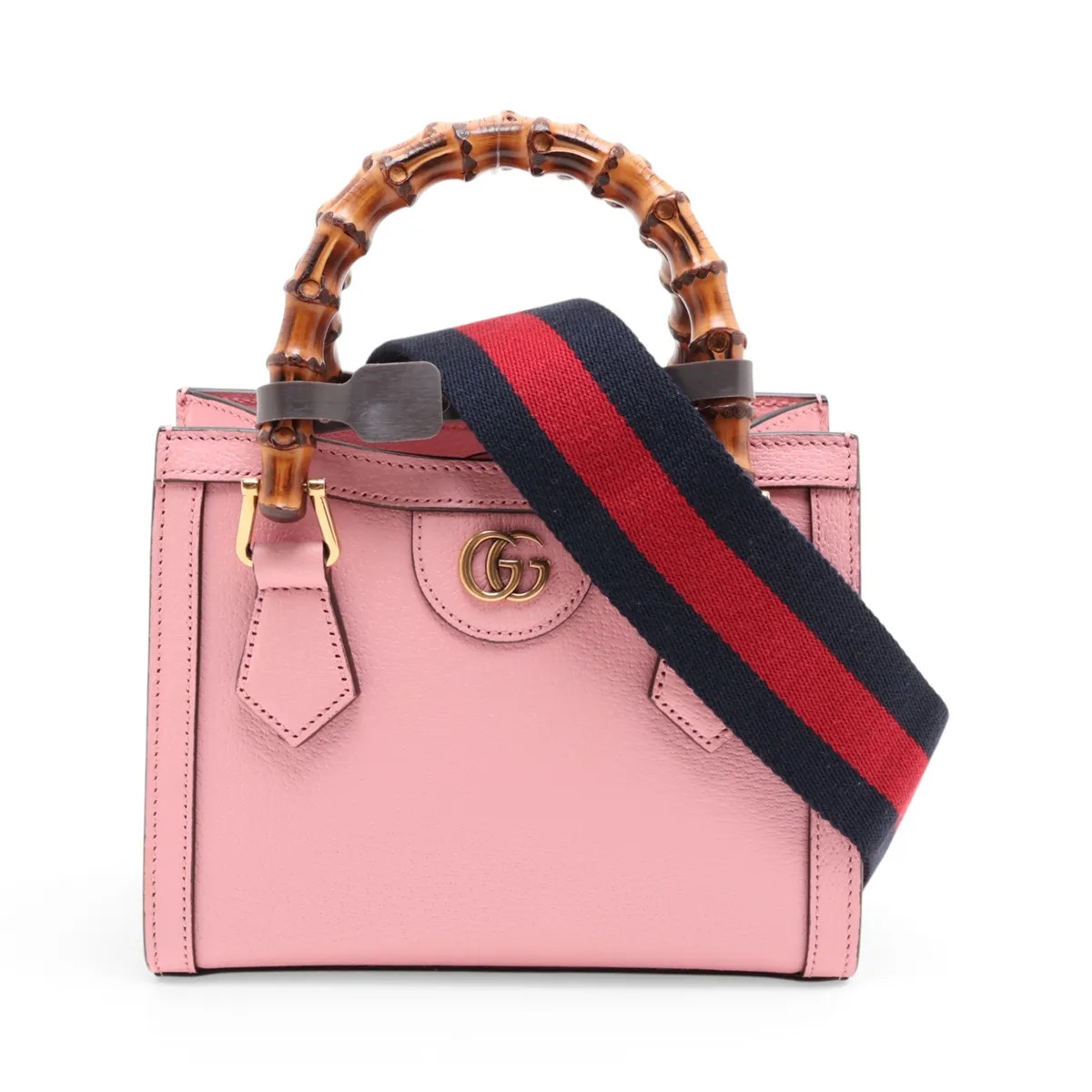 Gucci Bamboo Diana 702732 Leather 2 Way Handbag Pink