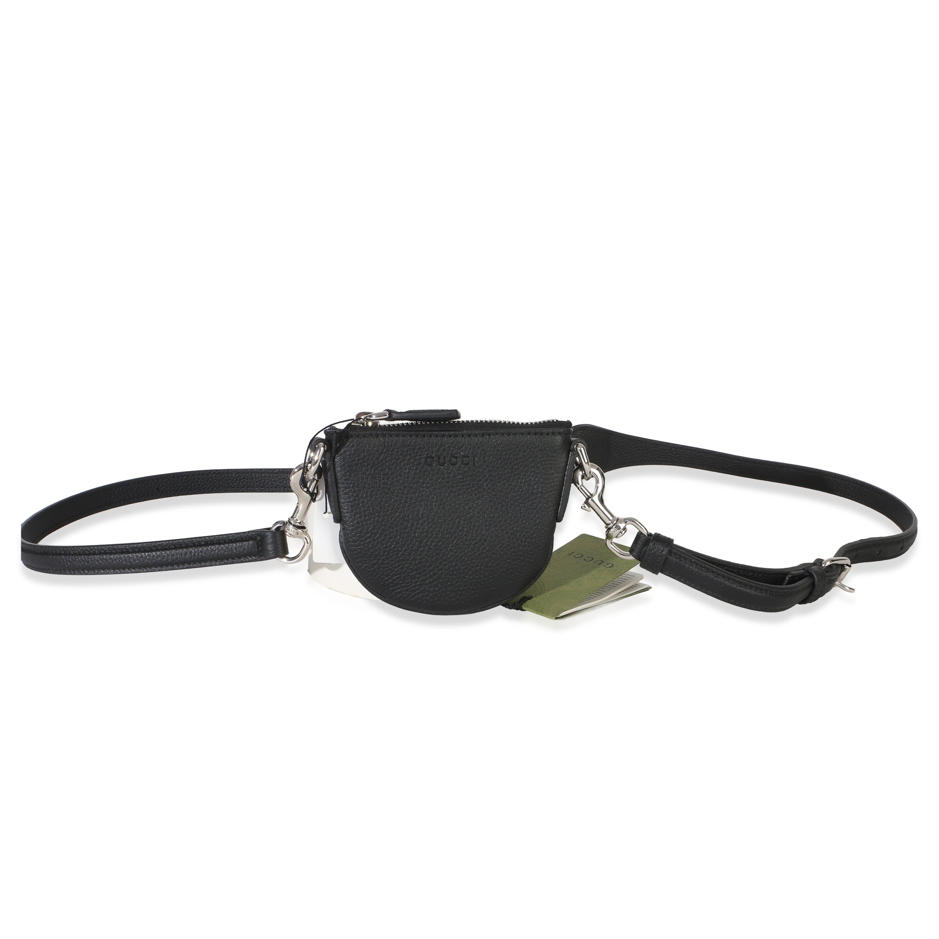 Black Pebbled Calfskin Mini B Shoulder Pouch