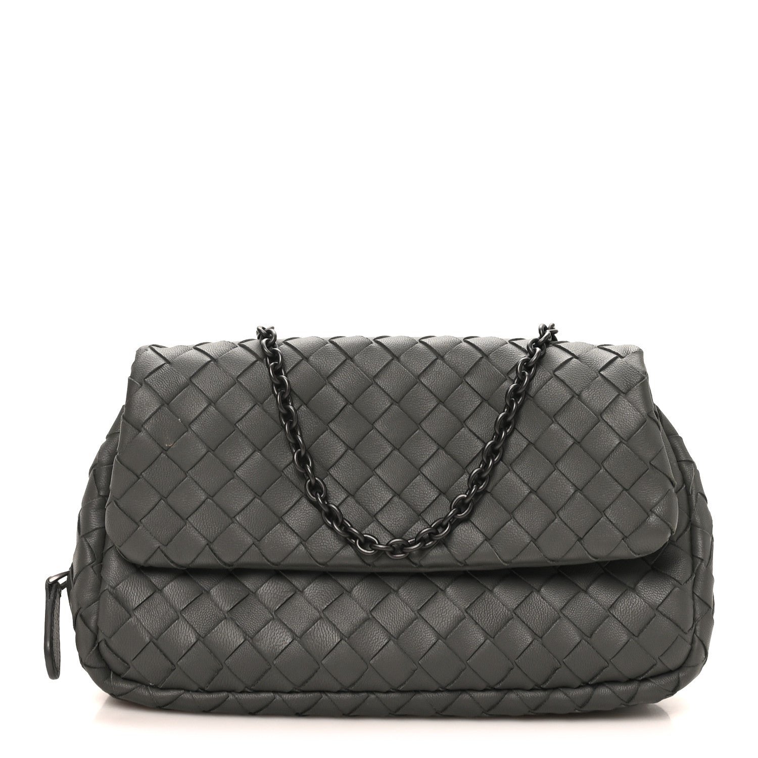 Bottega Veneta Bottega Veneta Nappa Intrecciato Small Chain Crossbody Light Grey