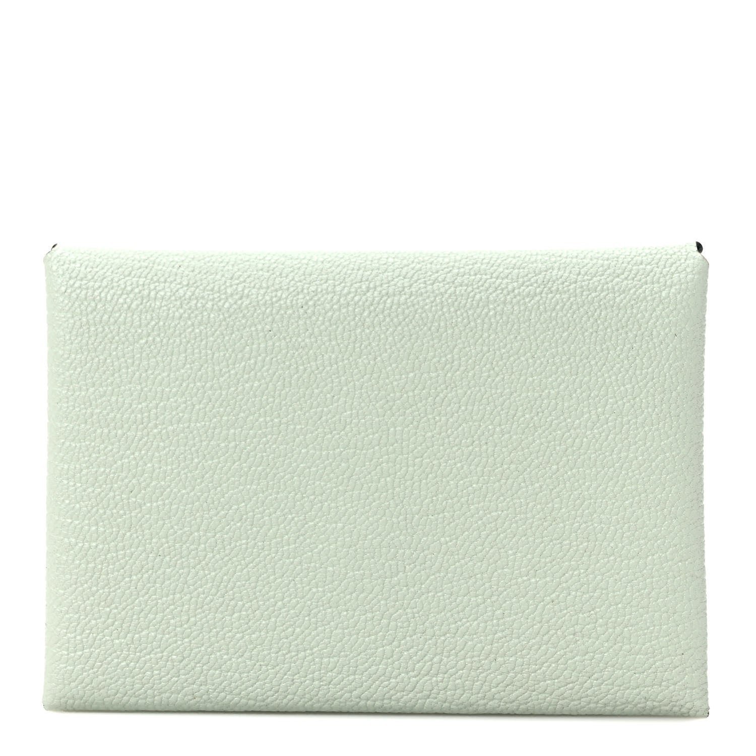 Hermes Chevre Mysore Verso Calvi Duo Card Case Vert Fizz Menthe