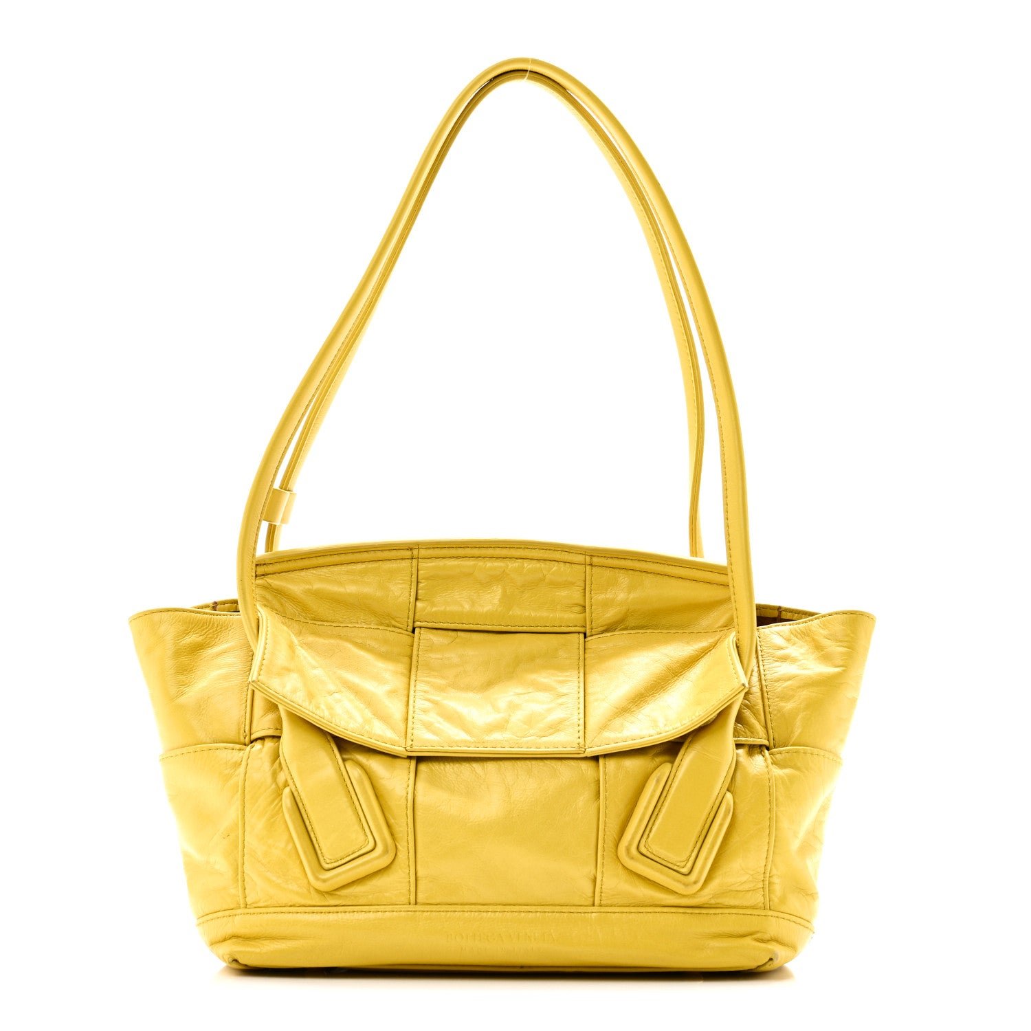 Bottega Veneta Paper Calfskin Maxi Intrecciato Medium Arco Yellow
