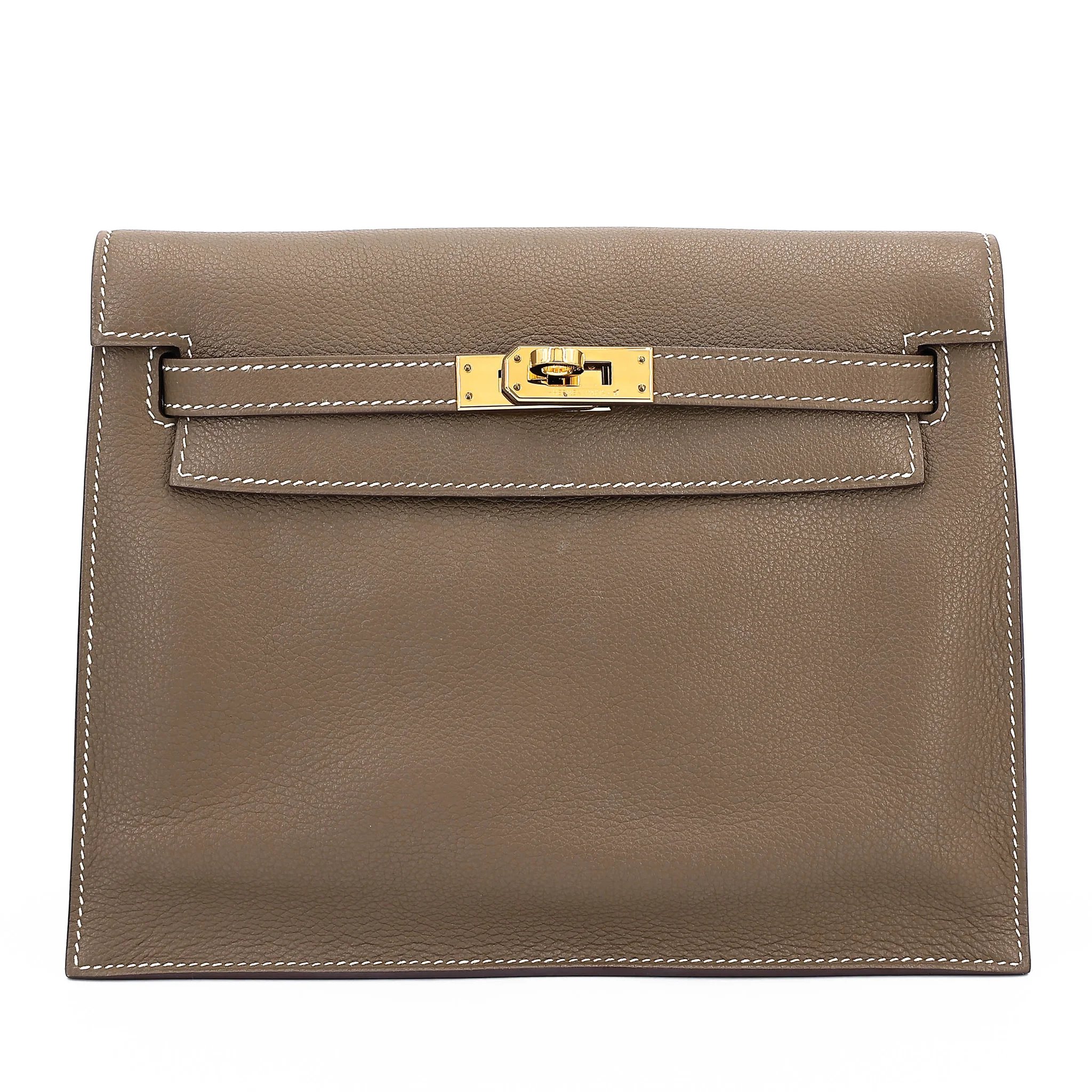 Very Good ( Rank A) HERMÈS Kelly Danse Etoupe (18) Evercolor Gold hardware W (2024)