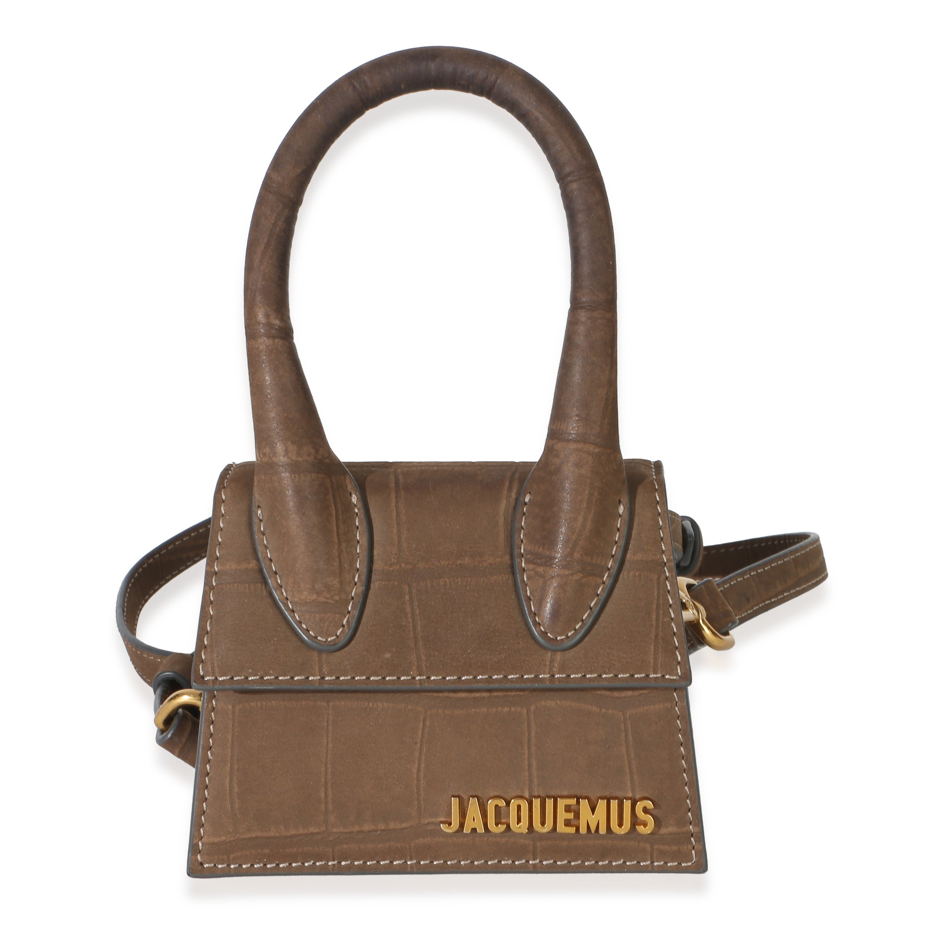 Jacquemus Brown Suede Croc Embossed Le Chiquito