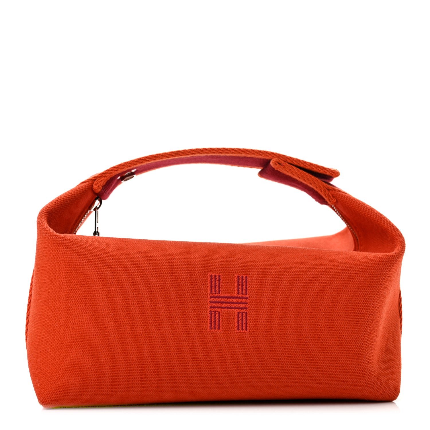 Hermes Canvas Small Bride-A-Brac Pouch Orange Burgundy