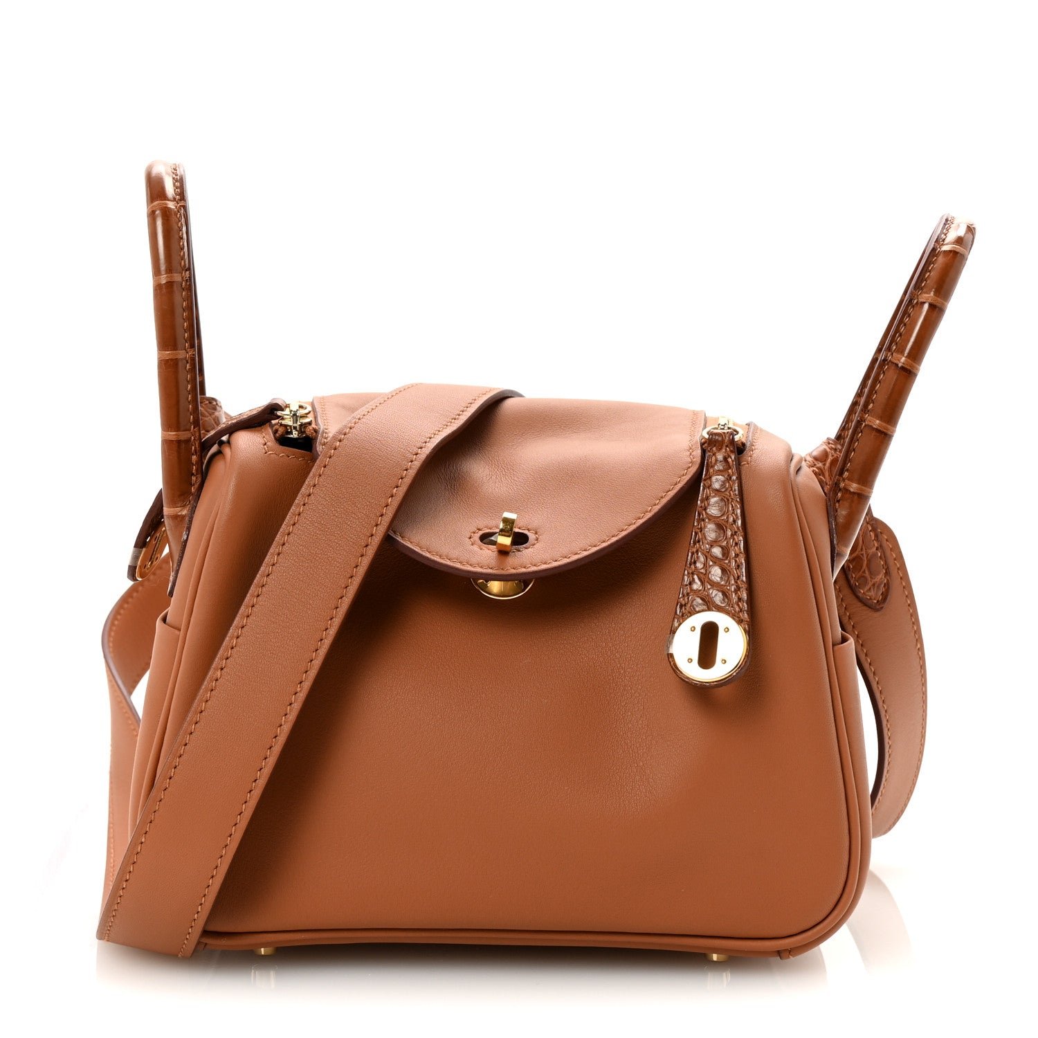 Hermes Matte Alligator Swift Mini Touch Lindy 20 Gold