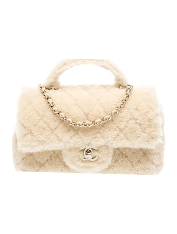 Small Shearling Top Handle Flap Bag