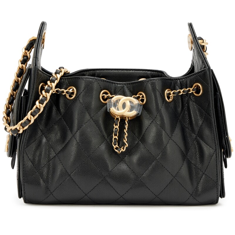 Black Quilted Caviar Mini 25 Aged Gold Hardware, 2026
