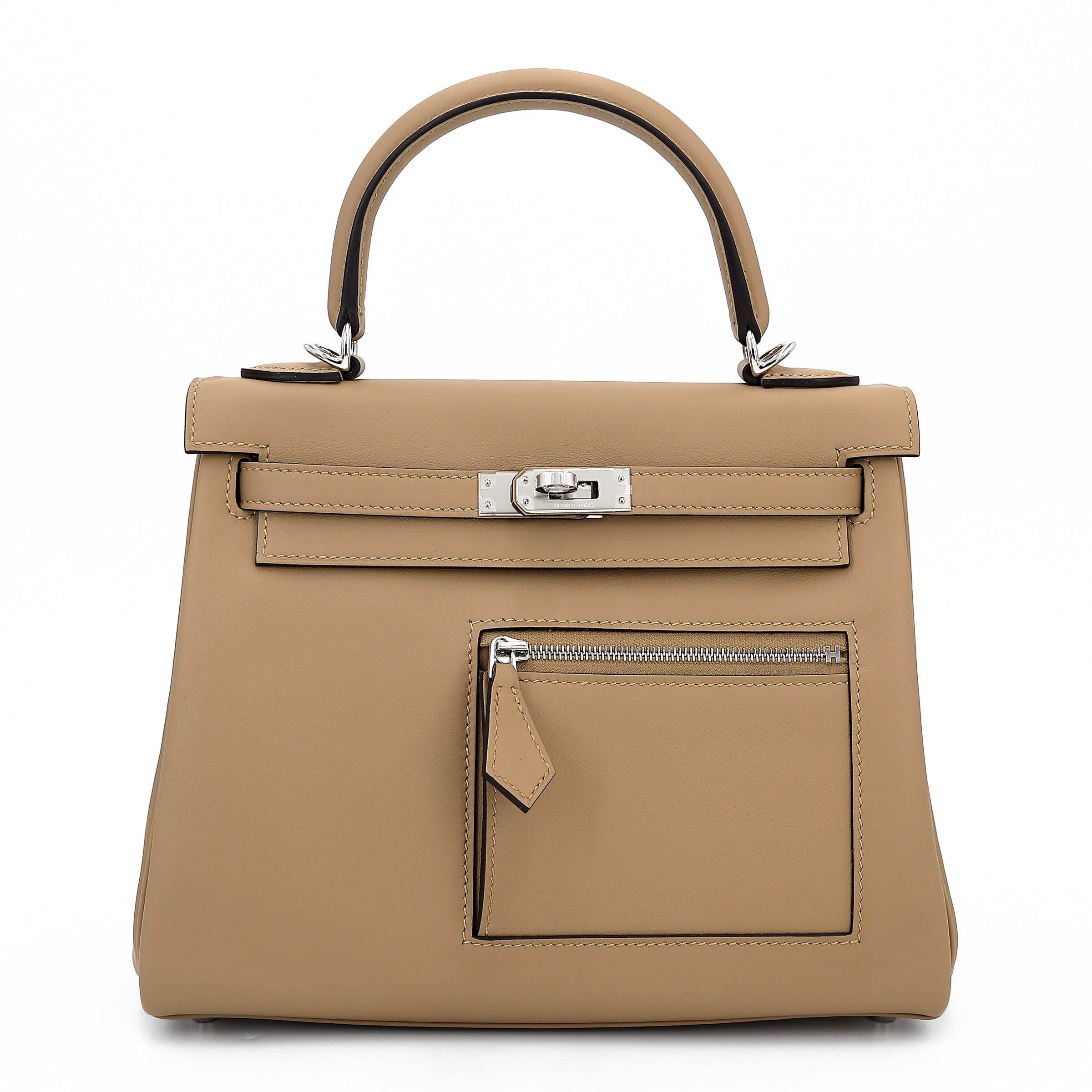 Brand New ( Rank N ) HERMÈS Limited Edition Kelly 25 Colormatic Poussiere (1C) Swift Palladium hardware K (2025)