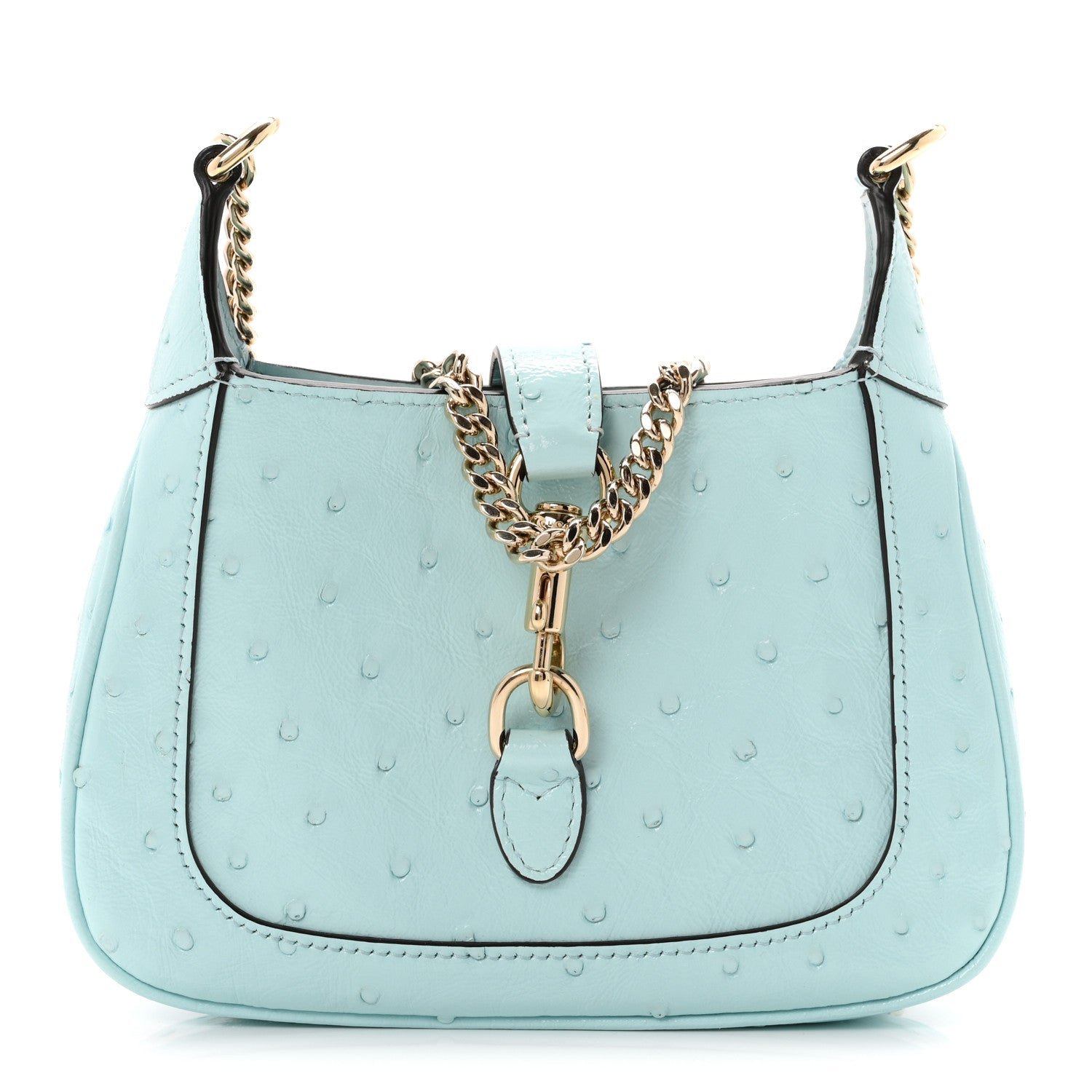 Gucci Shiny Ostrich Mini Jackie Notte Blue