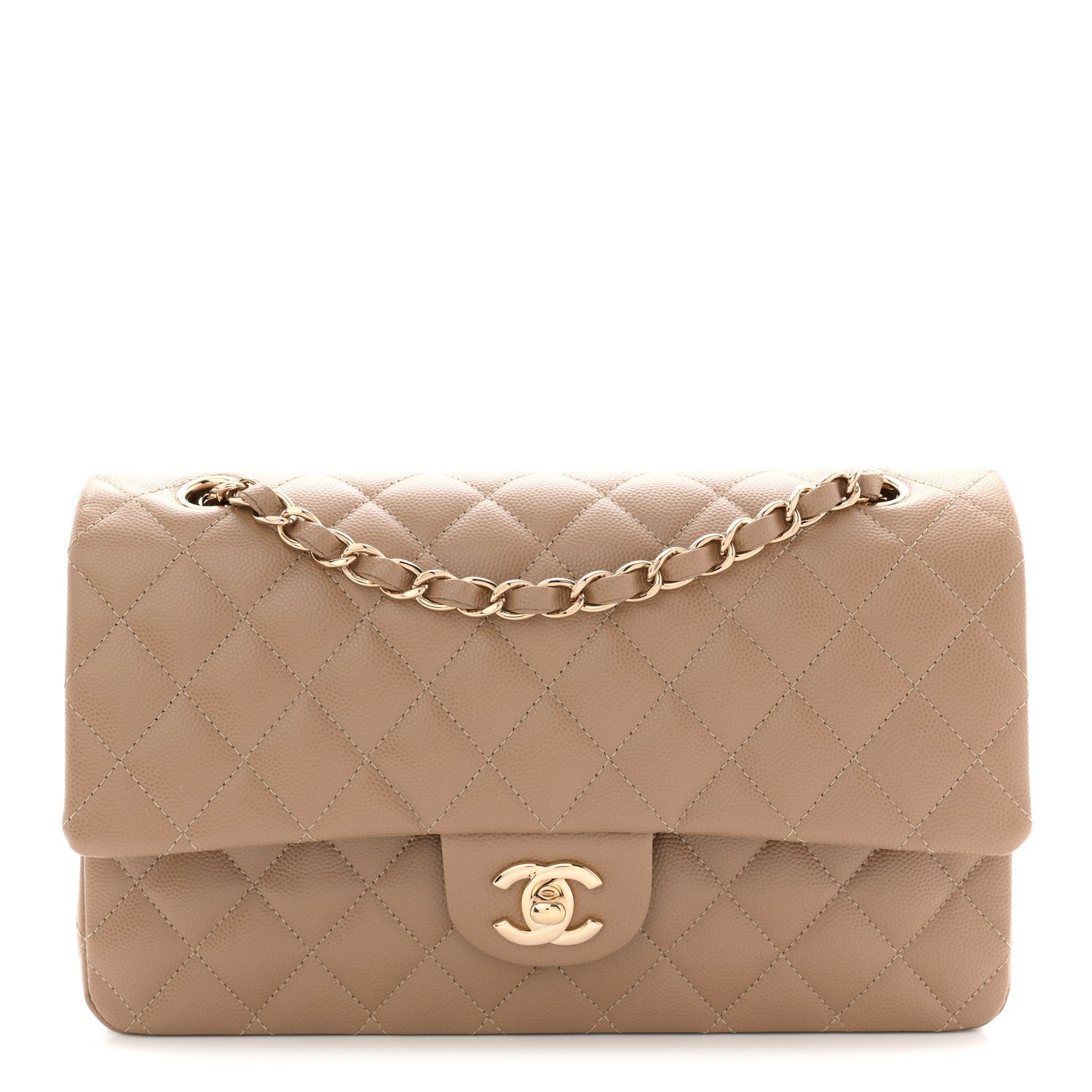 Chanel Caviar Quilted Medium Double Flap Beige