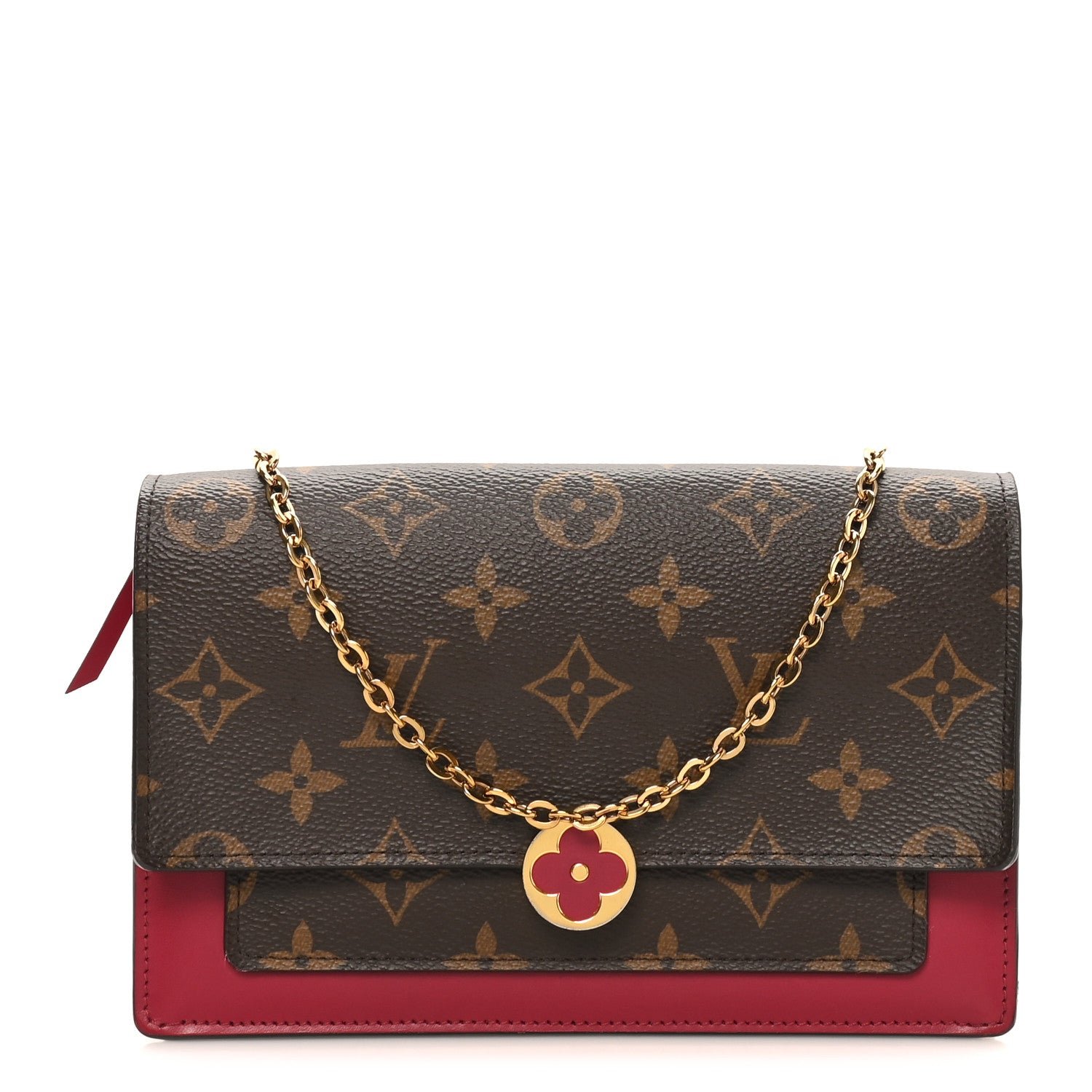 Louis Vuitton Monogram Flore Chain Wallet Fuchsia