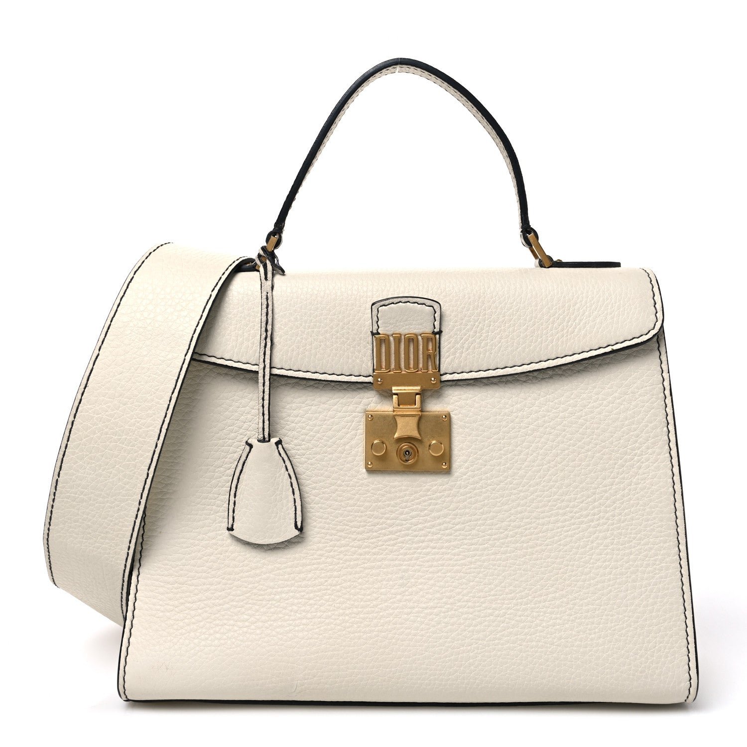 Dior Christian Dior Calfskin Dioraddict Top Handle White