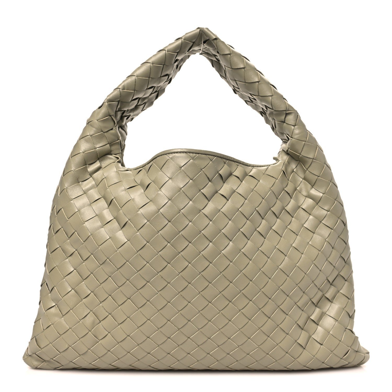 Bottega Veneta Calfskin Intrecciato Small Hop Travertine