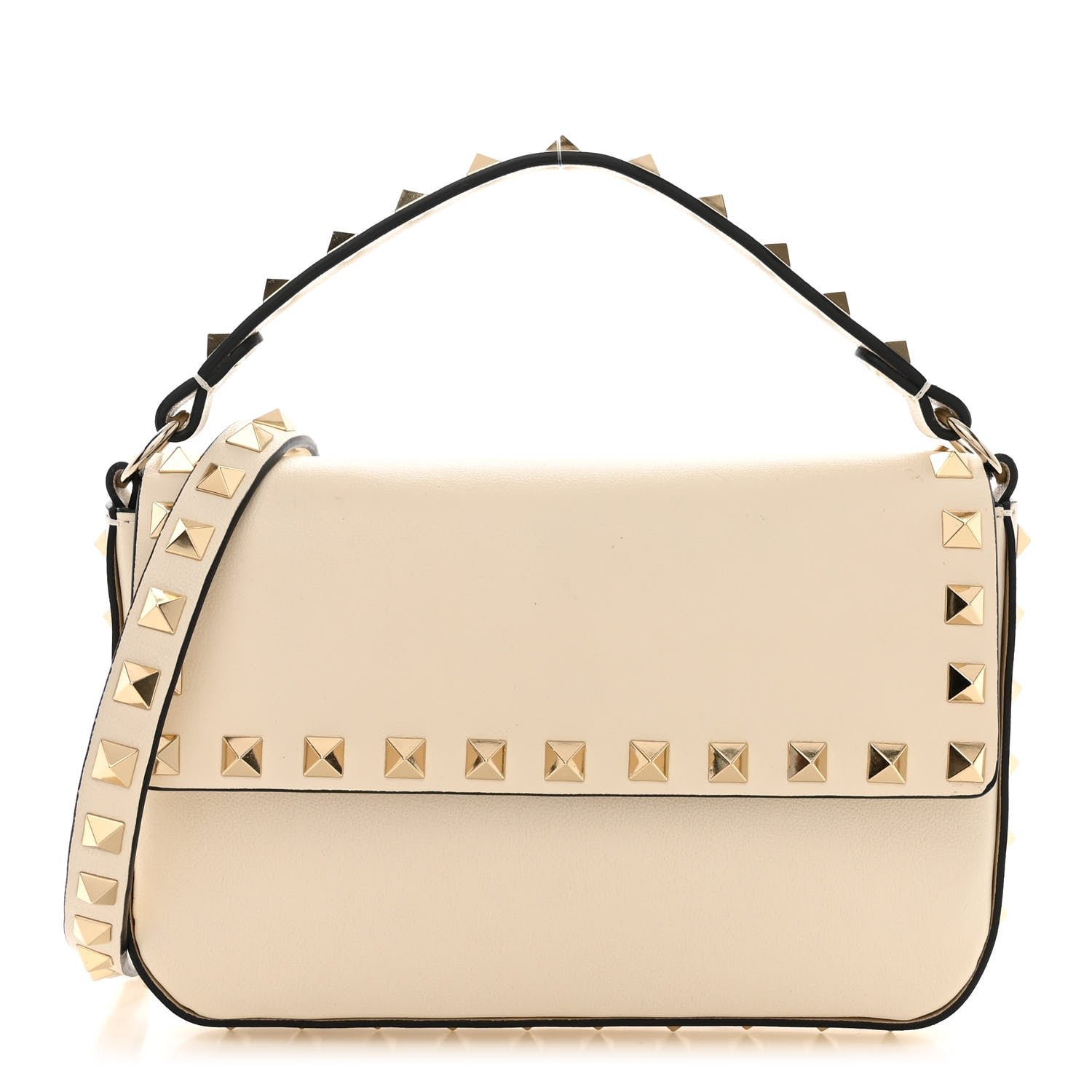 Valentino Garavani Calfskin Rockstud Crossbody Pouch Light Ivory