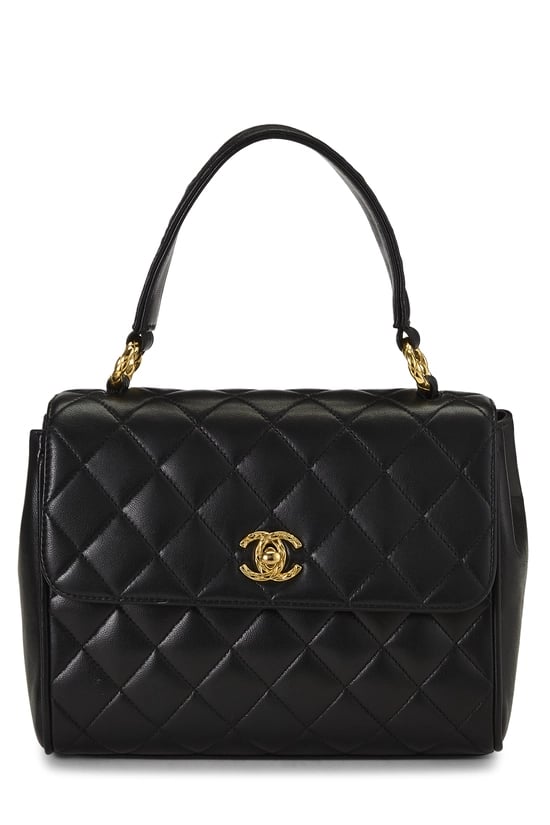 Black Quilted Lambskin Kelly Small