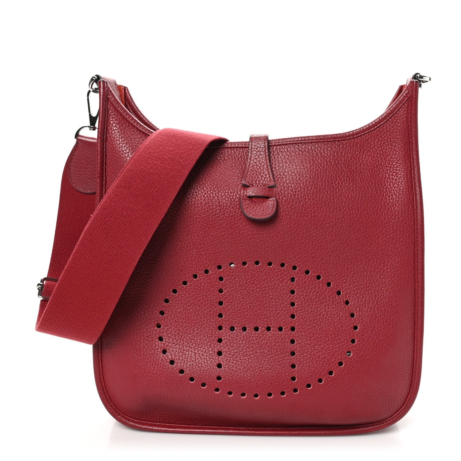 Hermes Taurillon Clemence Evelyne III PM Rouge Grenat