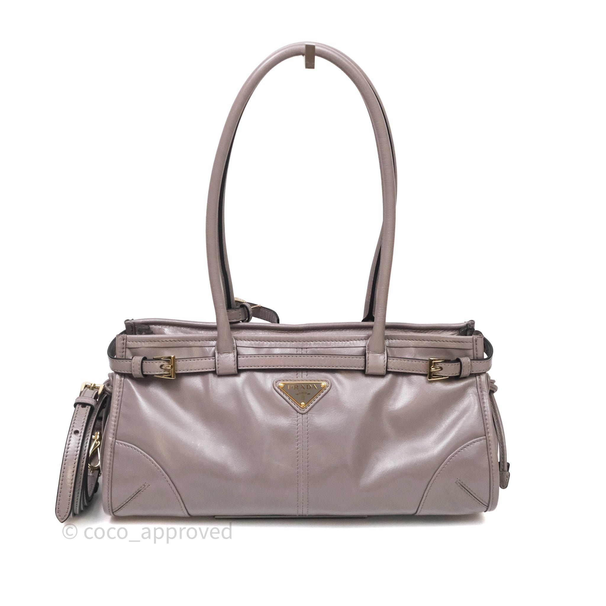 Prada Bonnie Medium Leather Handbag Grey