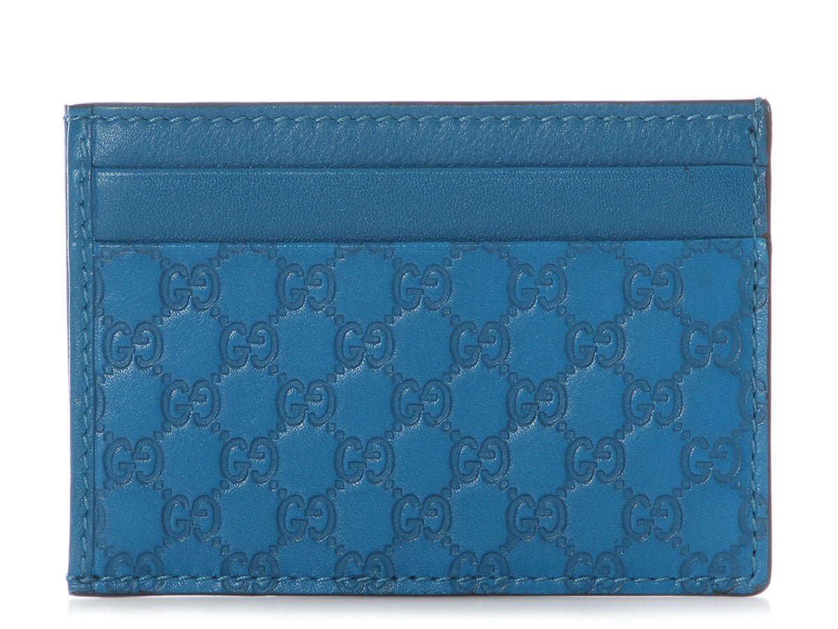 Gucci Blue Micro Guccissima Card Case